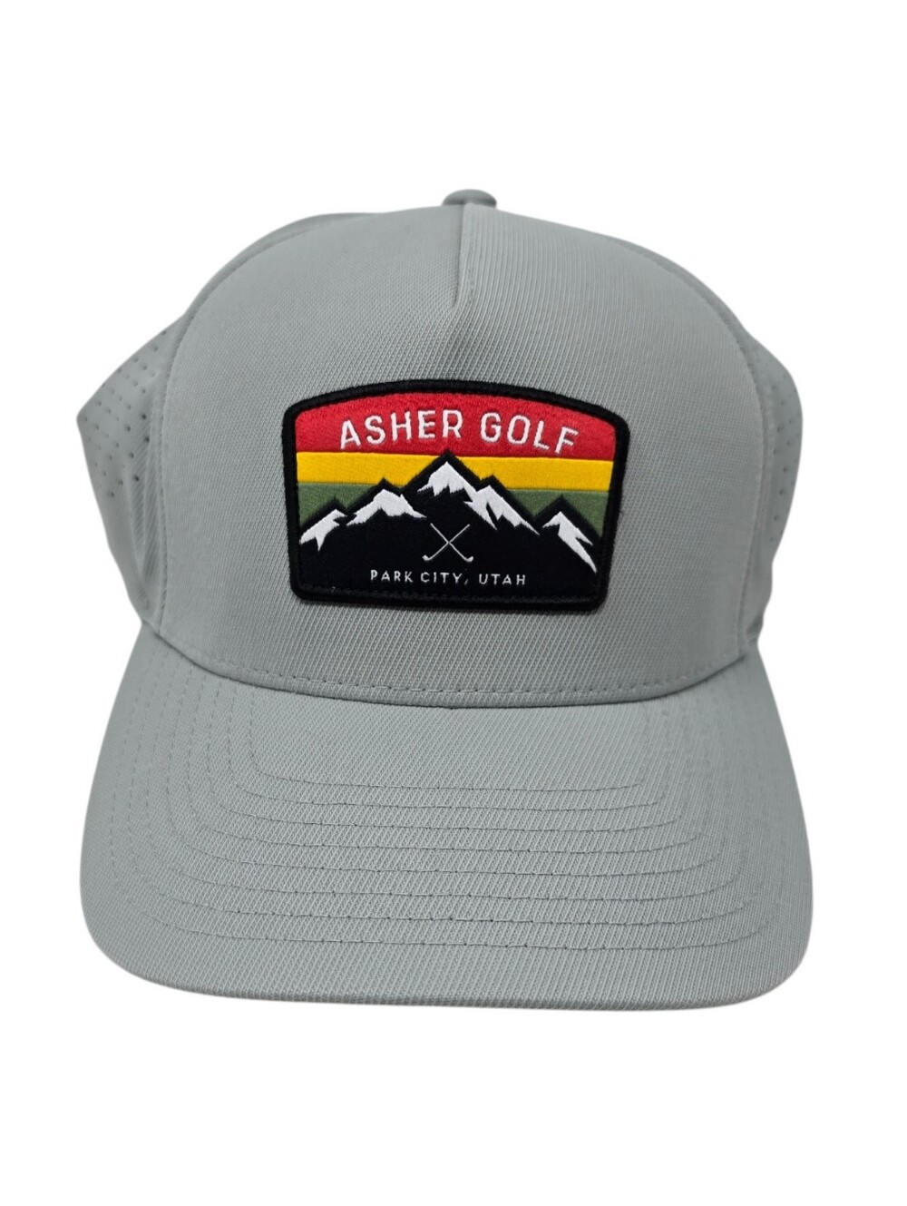 Asher Golf Park City Utah 110 Flexfit Tech Snapback Hat Gray Perforated Cap